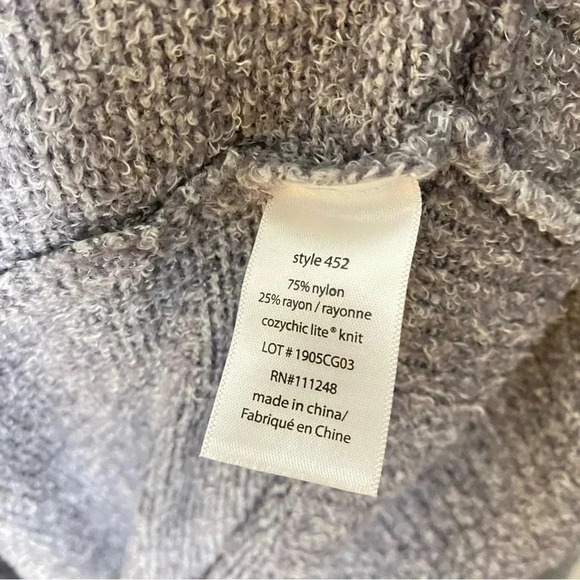 Barefoot Dreams CozyChic Lite® Circle Cardigan Gray Sz Medium - Picture 7 of 8